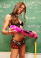 Glamour model Roz with a big assed crayon